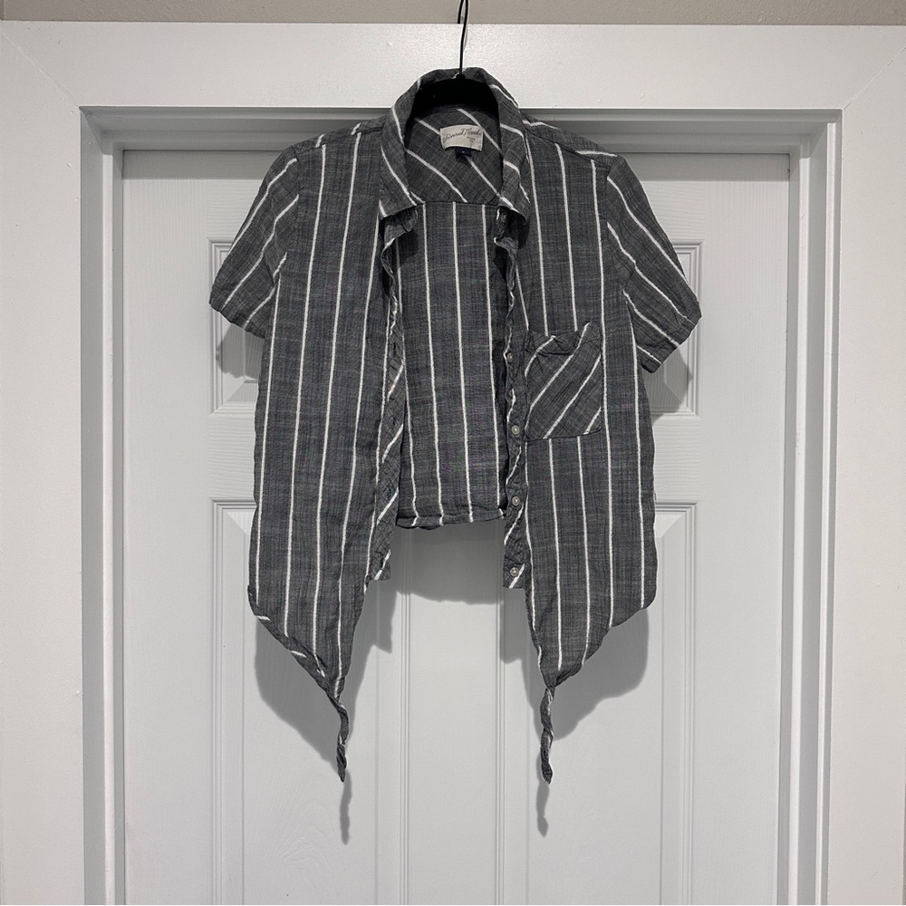Universal Thread Charcoal and White Striped Top